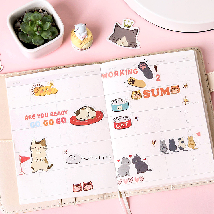 Bộ 45 Miếng Dán Trang Trí Hình Mèo Dễ Thương