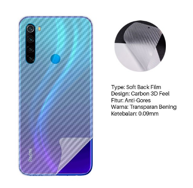 Miếng dán Carbon mặt lưng Xiaomi Redmi Note 8 / Redmi Note 8 Pro Chống Bám Vân Tay