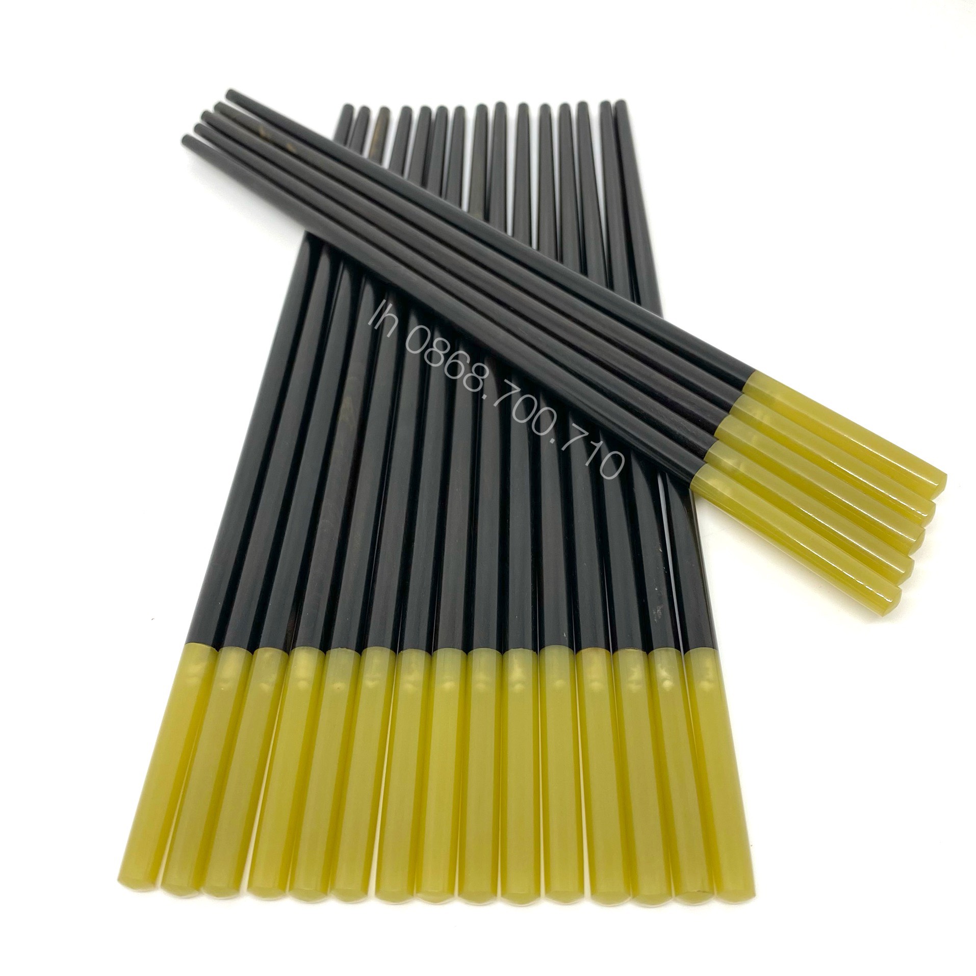 Đũa ăn gỗ Mun sừng đầu tròn gắn sừng cao cấp - mun sừng chuẩn 100%