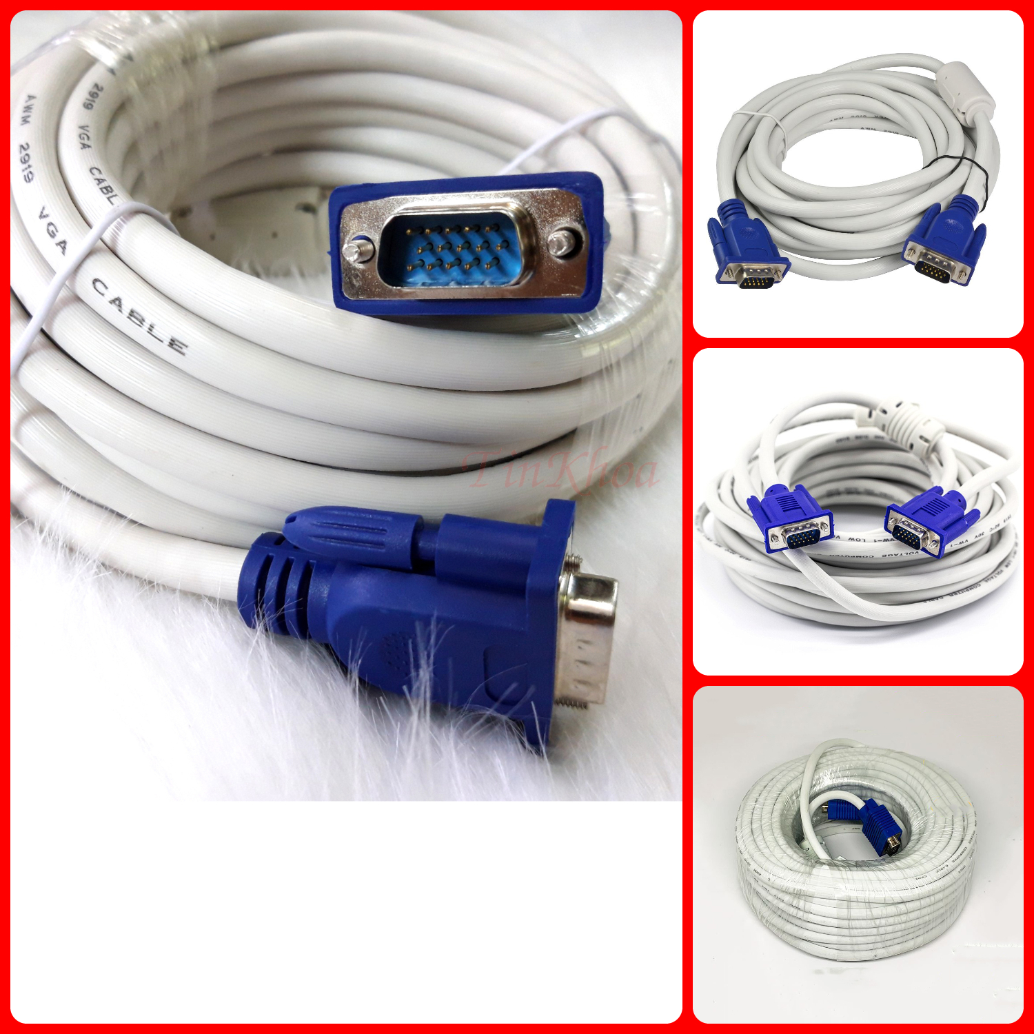 DÂY CAP VGA Trắng dài 3M _ 5M _ 10M _ 15M _ 20M