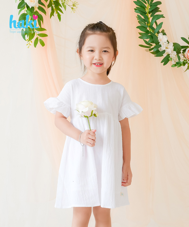 Váy bé gái thô cánh tiên trắng HAKI (10-27kg); đầm trắng cho bé gái; váy mùa hè bé gái