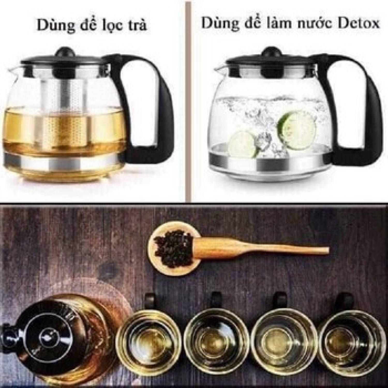 BỘ BÌNH LỌC TRÀ Kèm 4 LY THỦY TINH