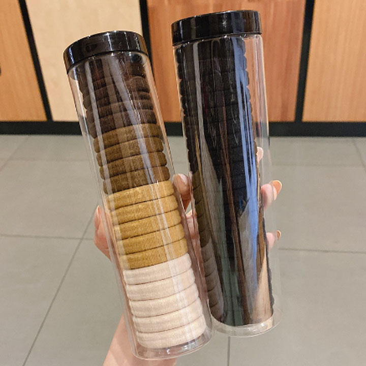 Set 20 Dây Cột Tóc Cao Su Thời Trang Mùa Hè Cho Nữ , Combo 20 Dây Thun Vải Cột Tóc Kèm Ống Nhựa Màu Trơn Giá Rẻ