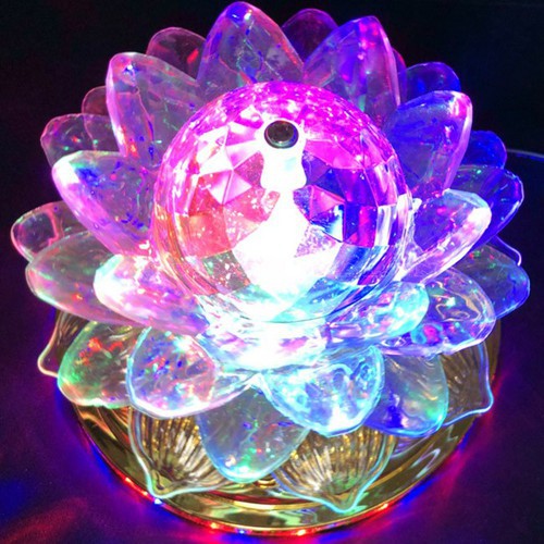 Đèn led bông sen xoay 360 độ đèn thờ mã 543 sen trắng 12cm