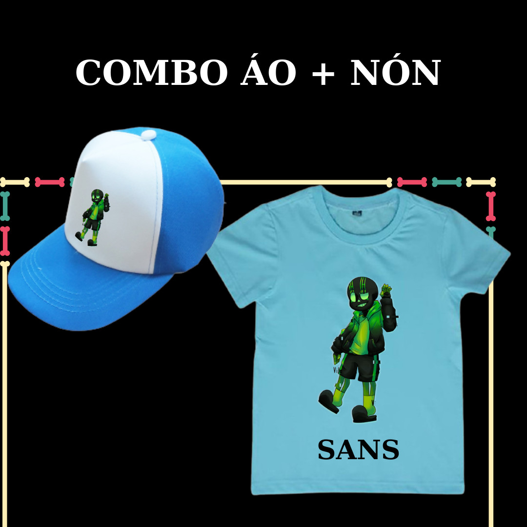 COMBO ÁO + MŨ/NÓN IN HÌNH UNDERTALE SANS CHO BÉ TRAI BÉ GÁI