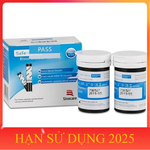 Bộ 50 que thử máy đo đường huyết Safe Accu Sinocare