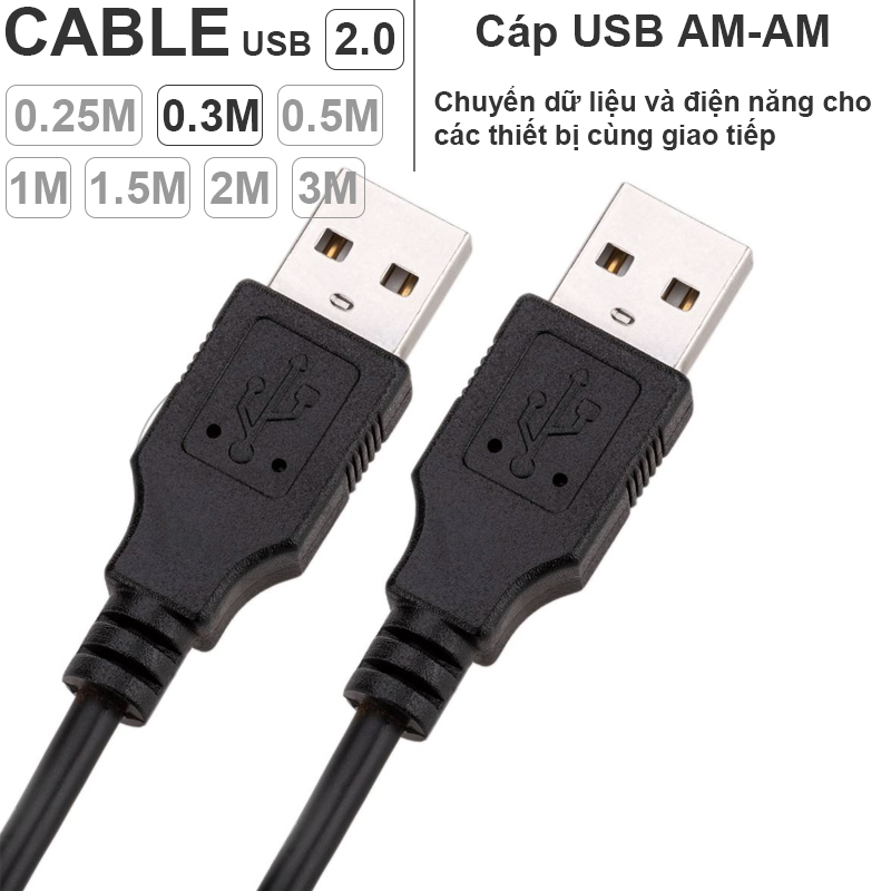 Cáp USB 2 đầu đực - Dây USB 2.0 AM-AM 0.25M đến 5M