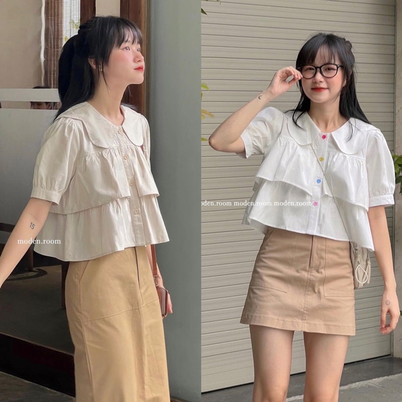 áo linen cúc hoa 2 tầng Tapi-top