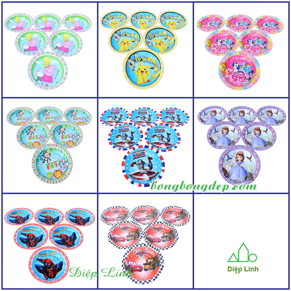 [HCM]Set 6 Dĩa Giấy Sinh Nhật Đĩa Giấy Sinh Nhật