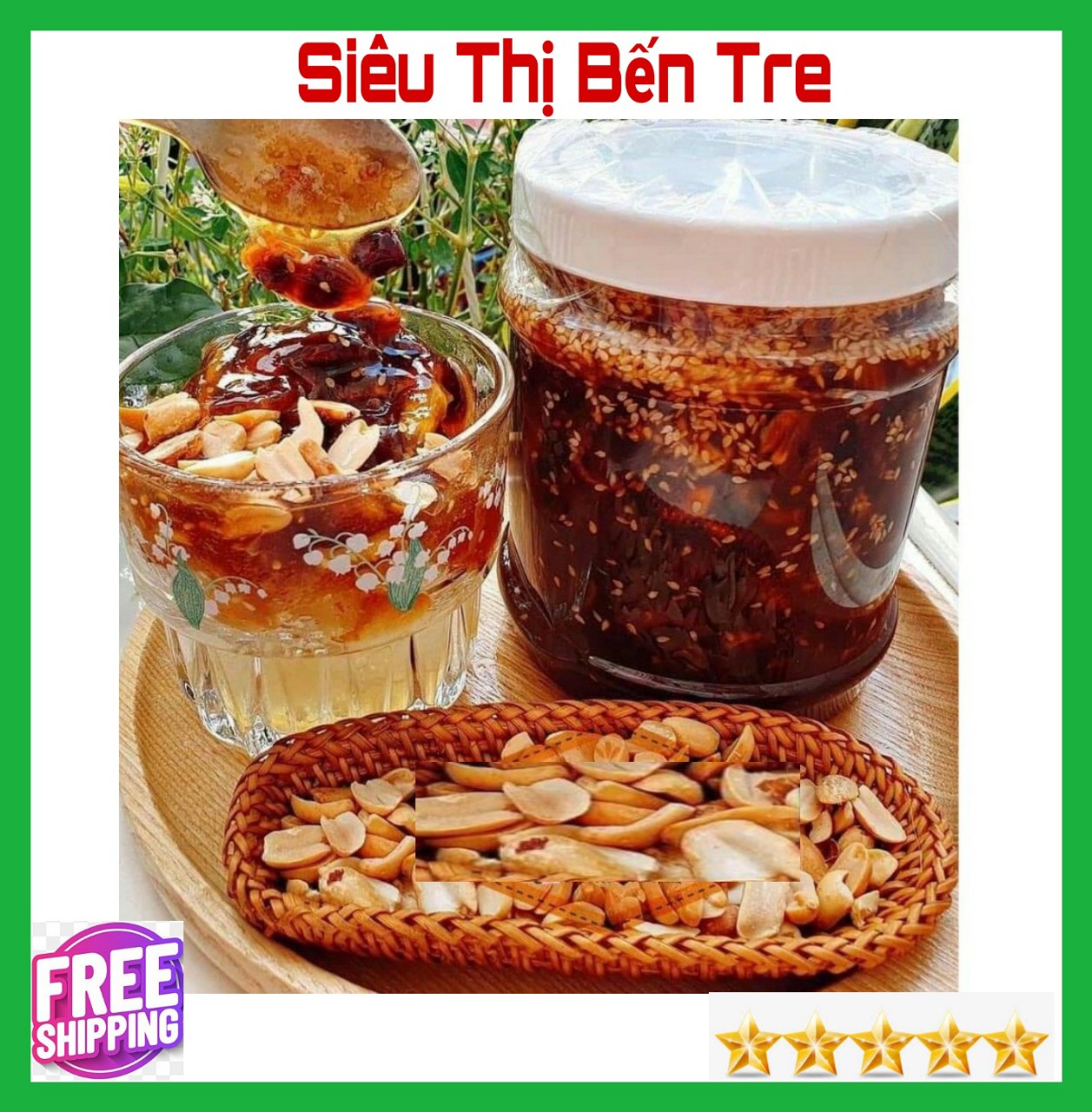 Đá me rim khóm mè rang hủ 1Kg kèm đậu phộng