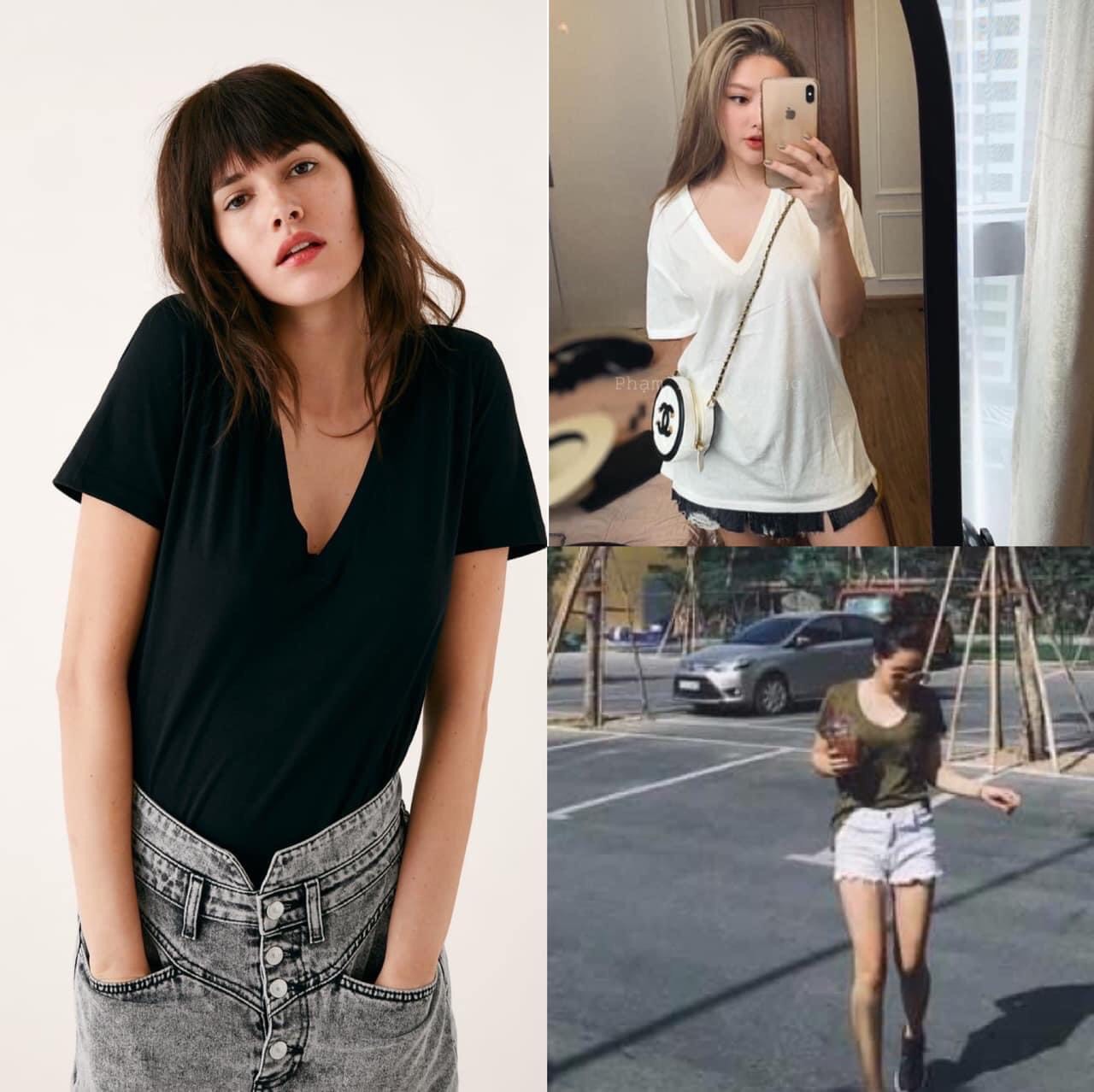 ANU86 - ÁO PHÔNG GIẤY TRƠN CỔ TIM CỘC TAY CHO NỮ