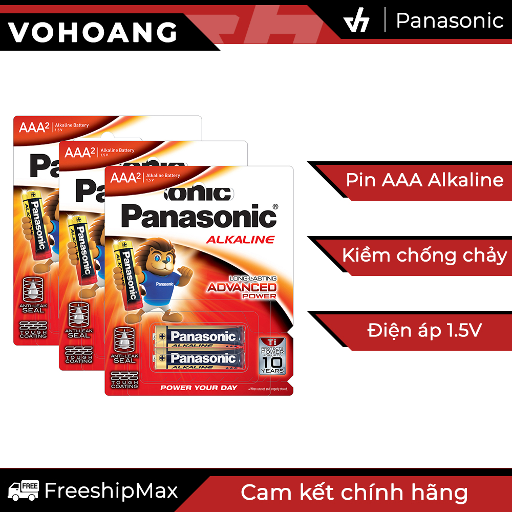 Bộ 6 pin Panasonic Alkaline AAA LR03T dung lượng cao, chống chảy nước