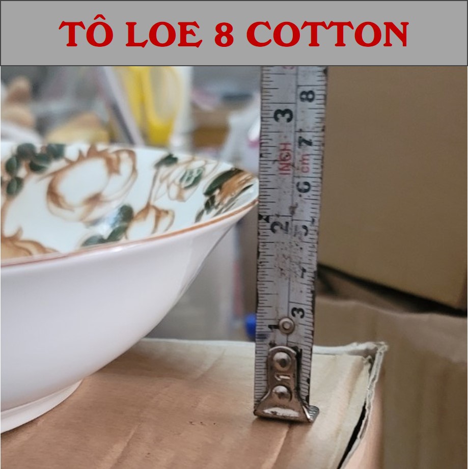 Tô loe gốm sứ họa tiết Hoa Cotton - ĐK 20CM (CỠ 8)
