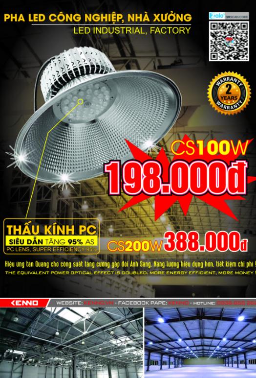 Đèn LED PHA Tháp Công Nghiệp - Nhà Xưởng	100w- 200w