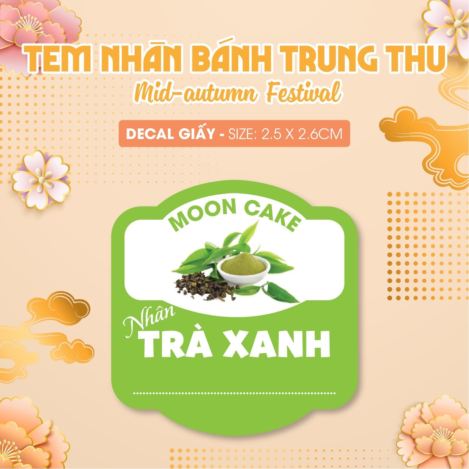 Tem Dán mẫu Hình - Nhãn Dán Nhân Bánh trung thu - Mới