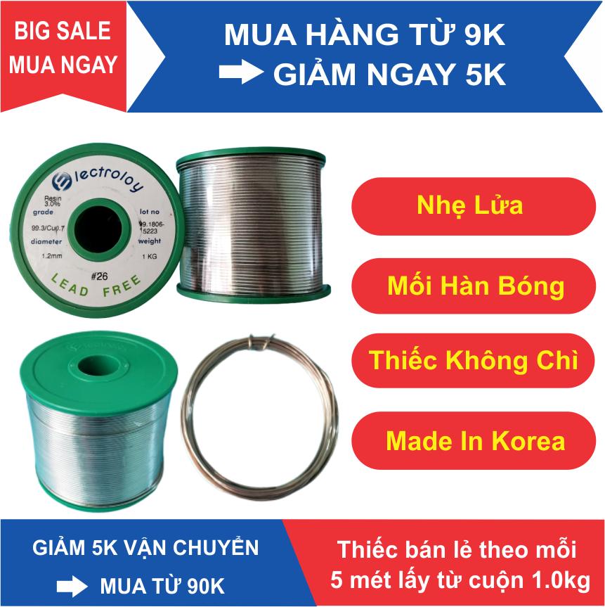 Thiếc Hàn Không Chì ELECTROLOY Thiếc 99.3% Đồng 0.7% [ Thiếc hàn bán lẻ theo mỗi 5 mét | Tặng thêm 5 mét khi mua từ 30 mét trở nên ]