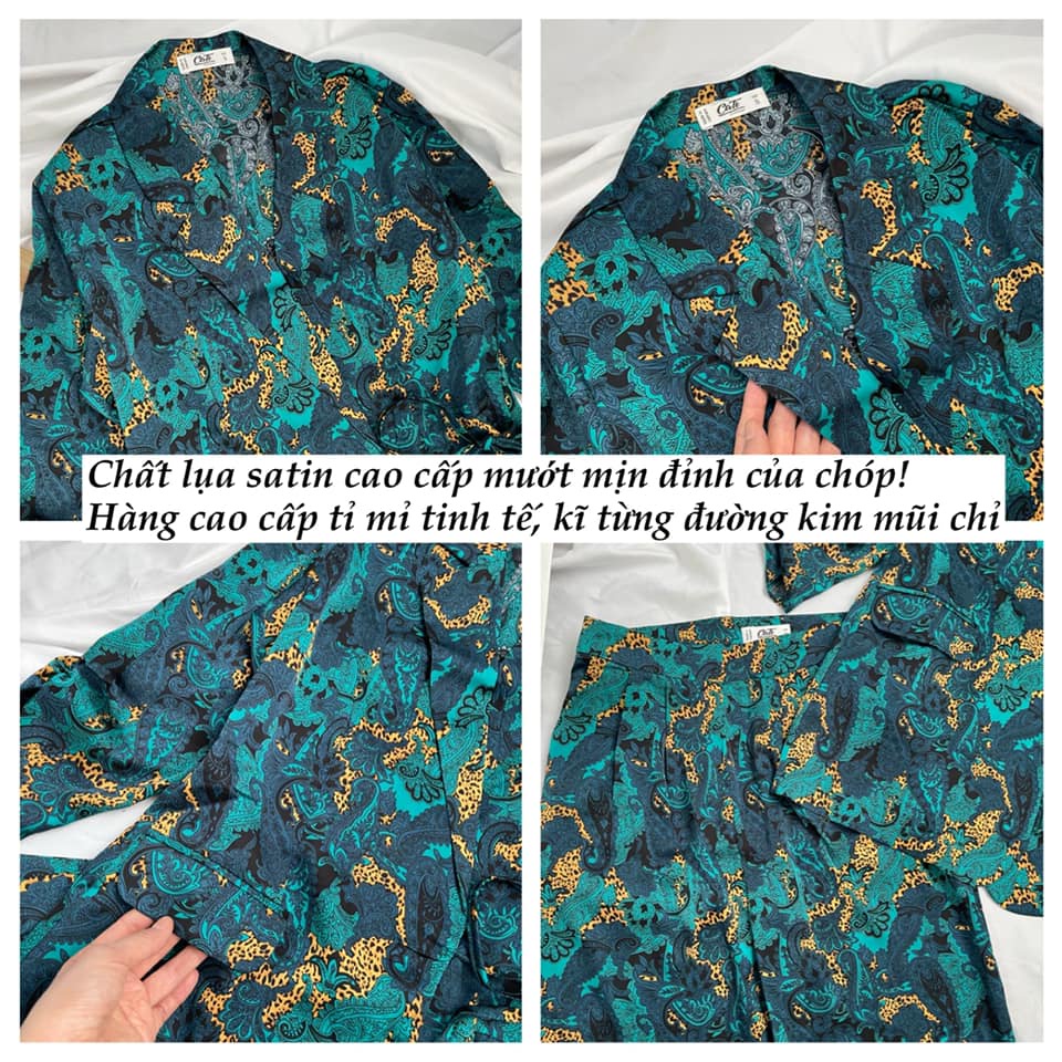 Set vest xanh lụa satin chanh xả siêu đẹp 2169