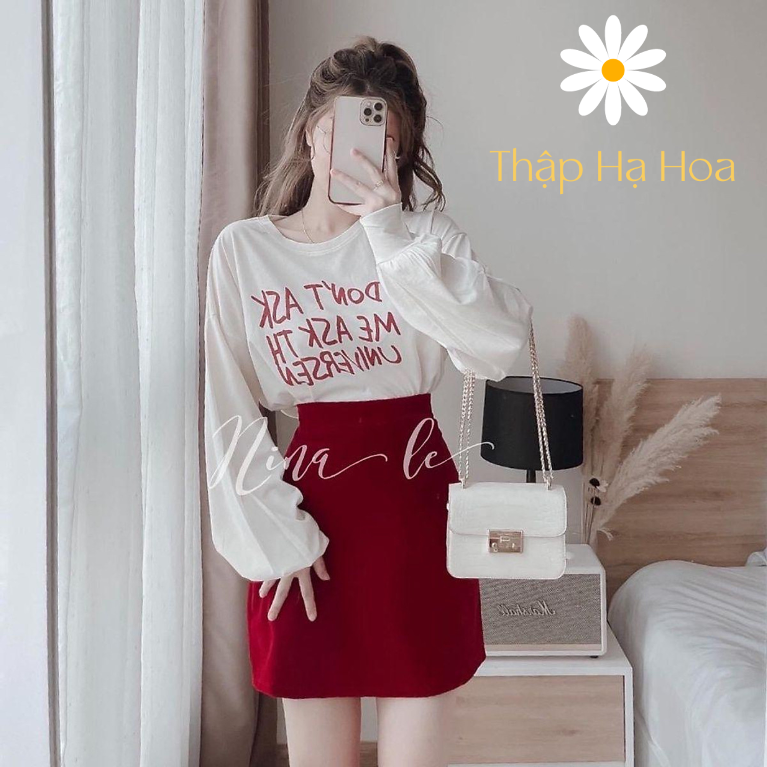 Set đồ nữ áo sweater nữ kèm chân váy chữ A Dont Ask Me, set đồ nữ sang chảnh AS114