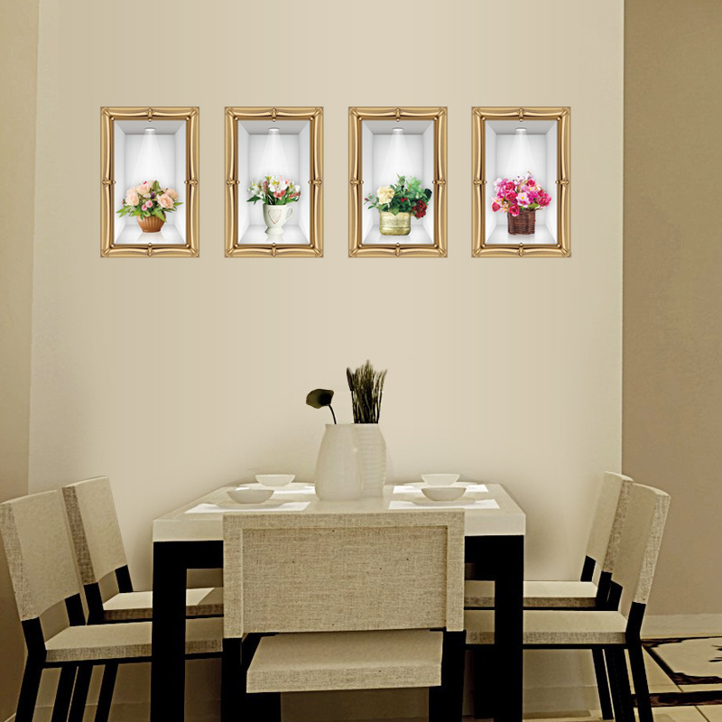 Decal dán tường 4 ô cửa 3D trắng SK 9083