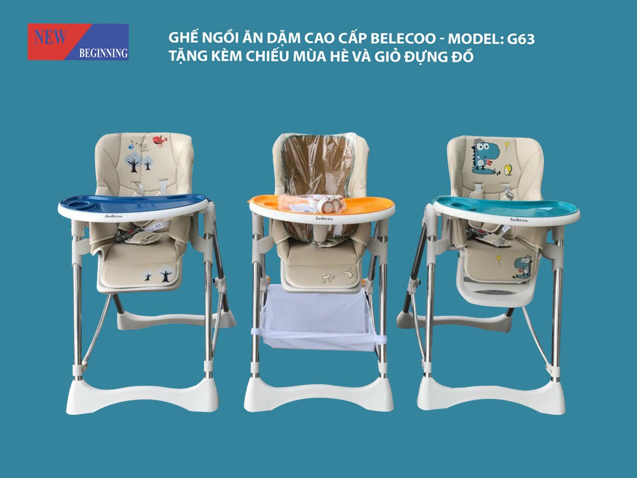 Ghế ngồi ăn dặm cao 7 mức nâng hạ độ cao, 3 mức ngả ghế - Belecoo