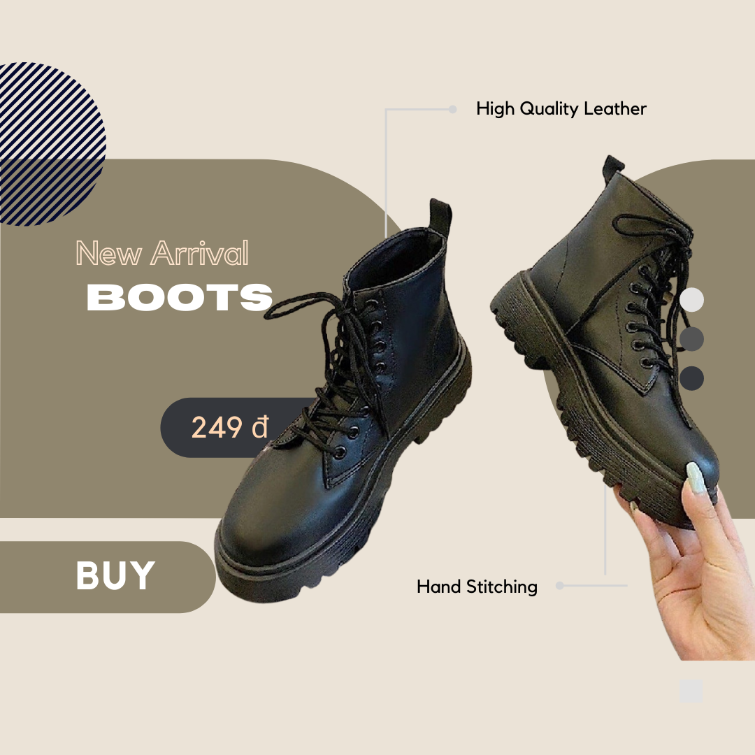 Giày Ulzzang Boots Cổ Cao Đơn Giản Phong Cách Hàn