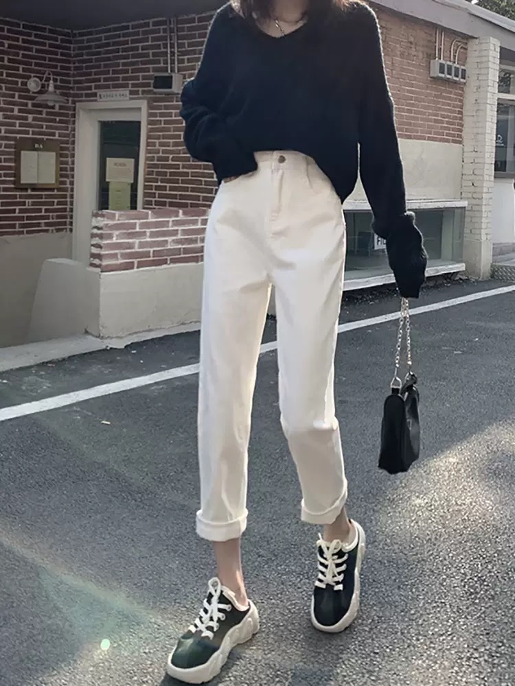 QUẦN BAGGY NỮ TRẮNG AQUA JEANS