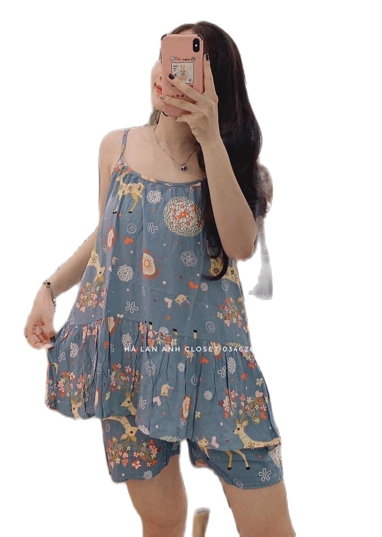 Đồ bộ bầu mùa hè chất đũi lụa mặc đi chơi ở nhà chất siêu mát