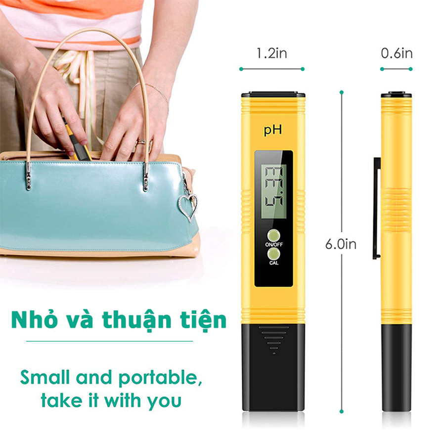 Bút Đo Độ pH, Máy Đo Độ pH Có Nút Chỉnh,Bút Đo PH-02 Kỹ Thuật Số LCD(đã được hiệu chuẩn)