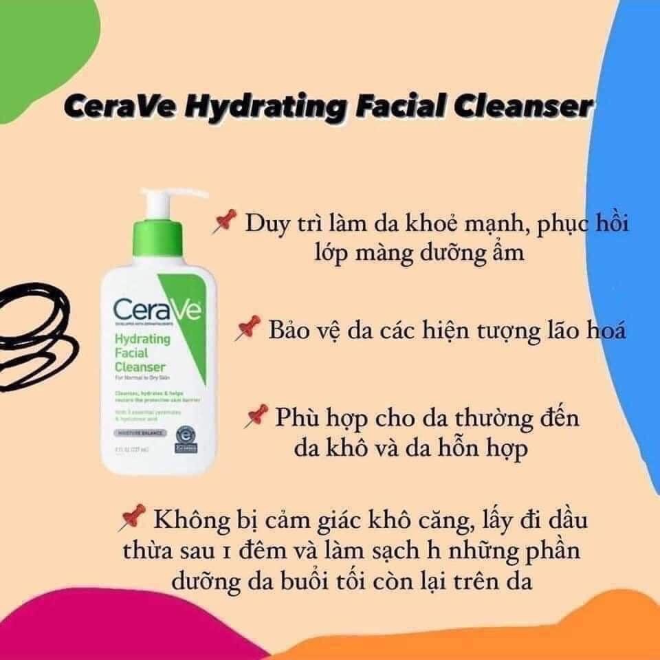Sữa Rửa Mặt Cerave Foaming Facial 275ml Da Dầu/Da Khô