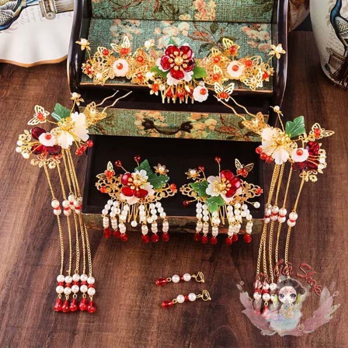 (Nhiều mẫu) Full set Trâm cài tóc trang sức cổ trang