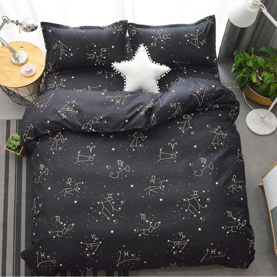 Bộ Sét 5 Vỏ Chăn Ga Gối, Vỏ Chăn Lồng Ruột, Chất Liệu Cotton Poly, Mẫu Cung Hoàng Đạo Nhiều Kích Thước Đệm