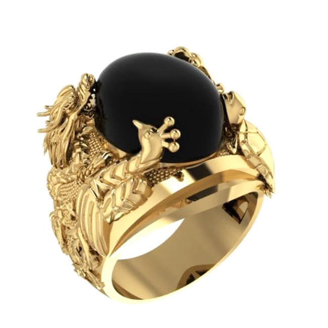 Nhẫn nam tứ linh mạ vàng 18k - RM01072