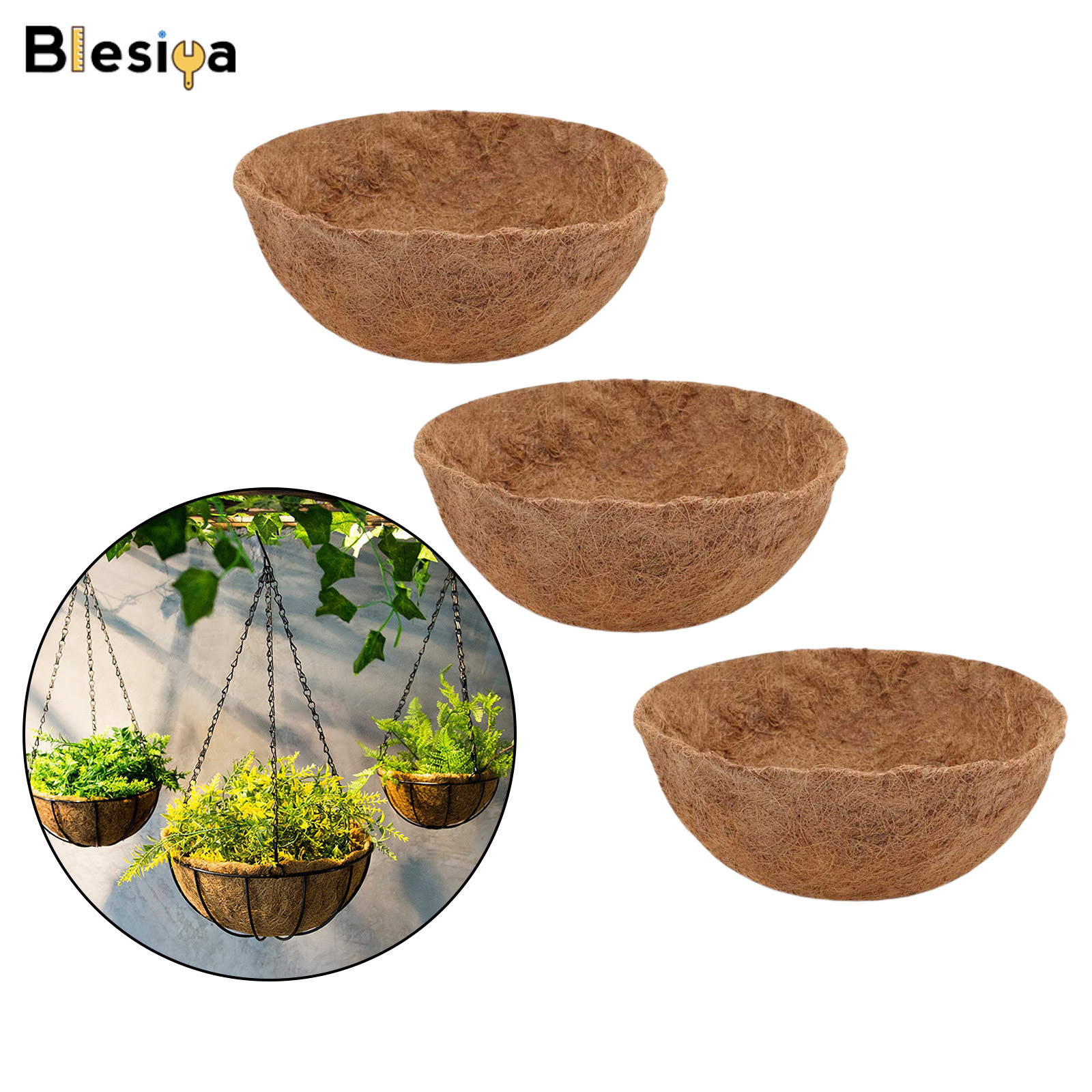 Blesiya3pcs Coco Fiber Replacement Liner for Planters Natural Coconut Coir Planter