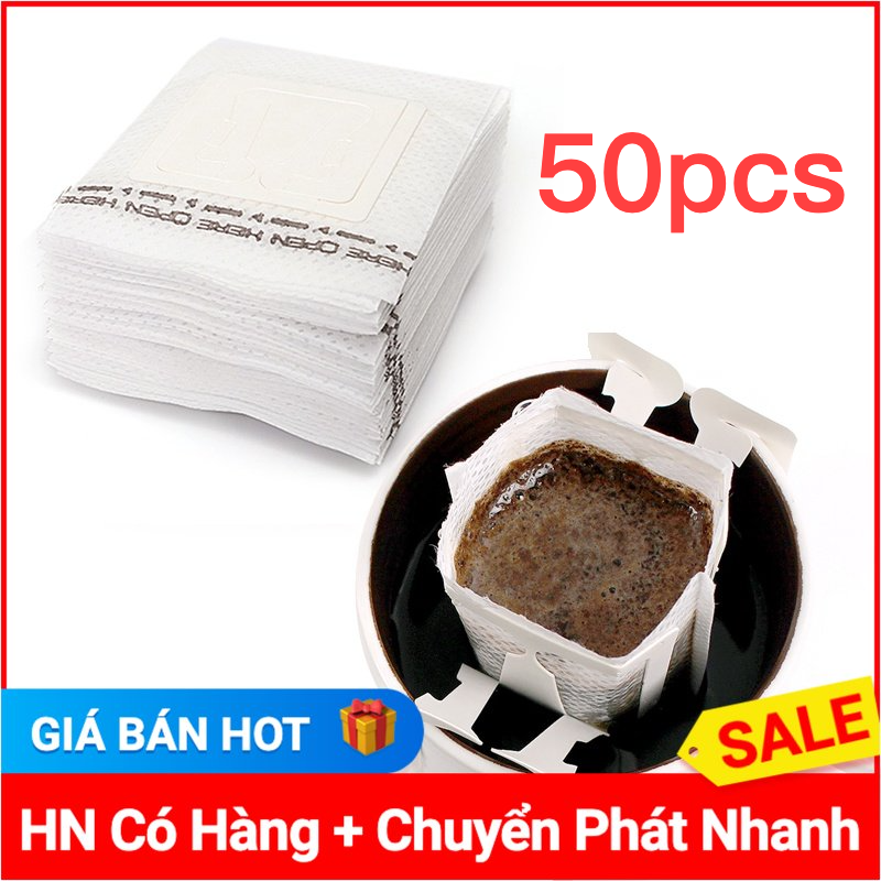 50 chiếc túi lọc cà phê treo tai túi lọc cà phê dùng một lần túi giấy thân thiện với môi trường tiện dụng cho cà phê espresso