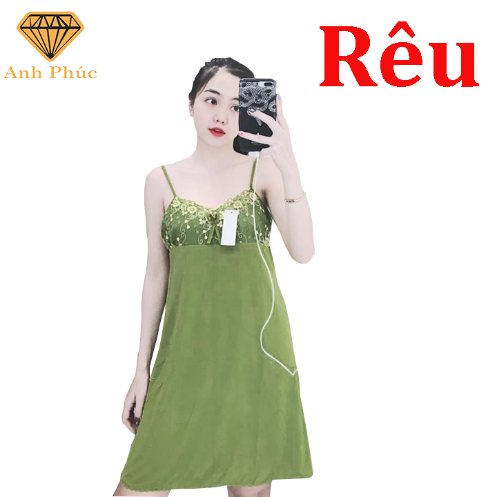 [HCM]Đầm ngủ 2 dây thun lạnh mặc mát  Anh Phúc