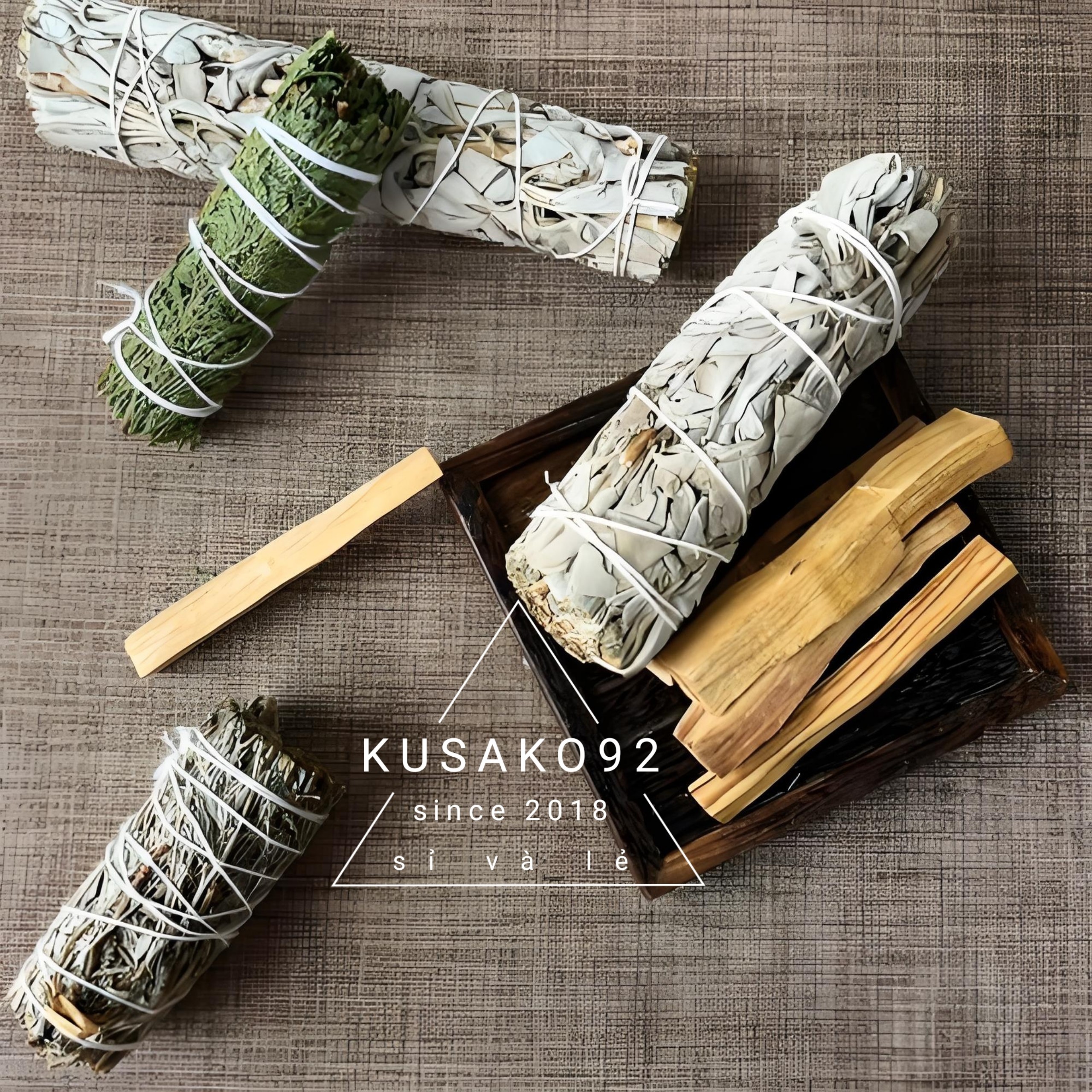 (Sỉ và Lẻ) Bó Xô Thơm Trắng/ White Sage/ Lá Sage Thanh Tẩy Không Gian Kusako92 (chuẩn Nam California)