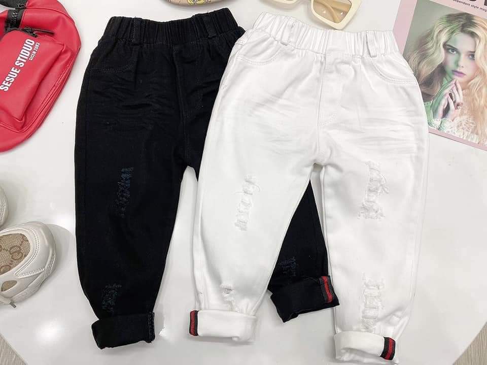 Quần kaki dài rách cá tính cho bé