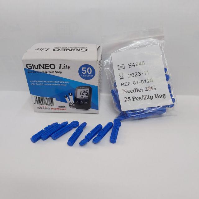 Gluneo Lite Blood Glucose Test Strips 50 test strips with 25 needles