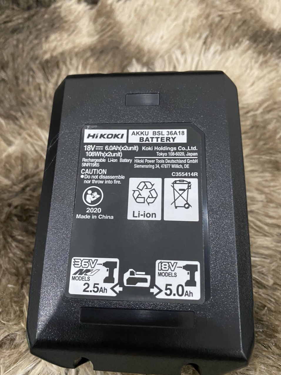 Pin 8AH MULTIVOLT Metabo- Hitachi 36v /18v cell 21700.