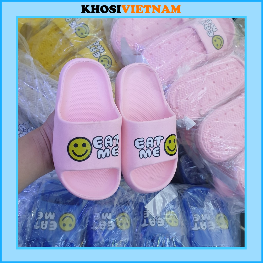 [FREESHIP + HOÀN TIỀN 50K] DÉP BÁNH MÌ TRẺ EM HÌNH MẶT CƯỜI EAT ME NHIỀU MÀU MÃÙ NGỘ NGHĨNH KS880