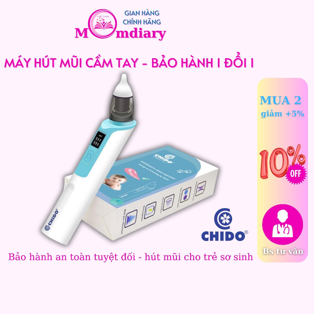 Máy hút mũi cho bé sơ sinh Chido 6 cấp độ hút tự động cầm tay không dây