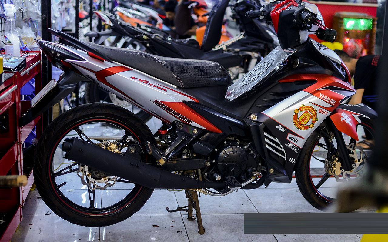 Tem trùm xe máy ex135 Đỏ trắng Đen Manchester   - Độ tem xe máy ex135 thiết kế theo yêu cầu - Chế tem trùm xe máy exciter 135 rẻ đẹp