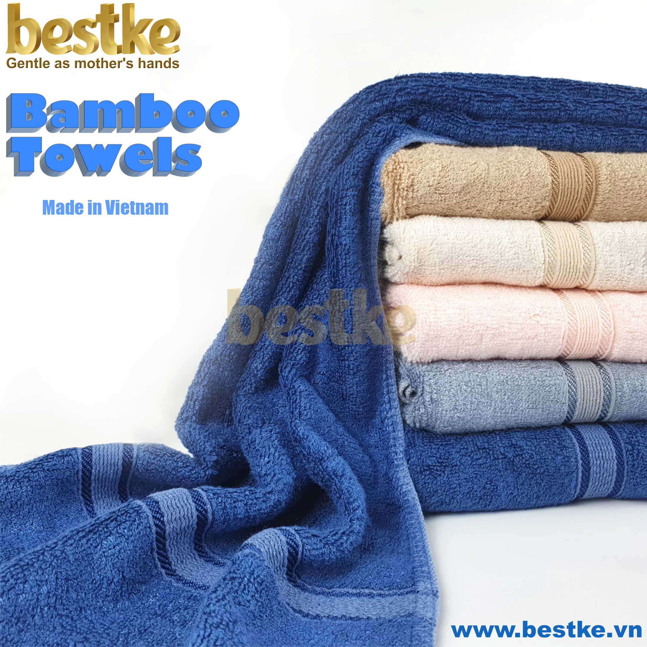 Khăn mặt , khăn sợi tre bestke màu xanh