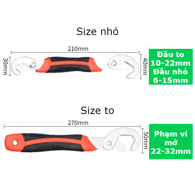 Bộ 2 cờ lê mỏ lết đa năng mở rộng 6-32mm (bị rỉ như ảnh cuối)