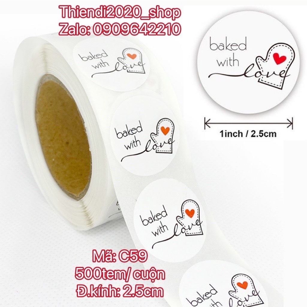 TEM_Tem dán chữ " Thank you" << ĐKINH 2.5CM, 500TEM/CUỘN-Nhiều mẫu>>