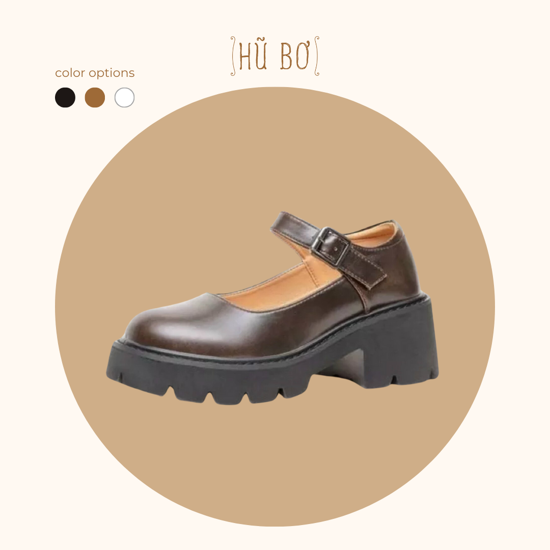 Platform Mary Jane - Giày da bò nữ (Genuine Leather)