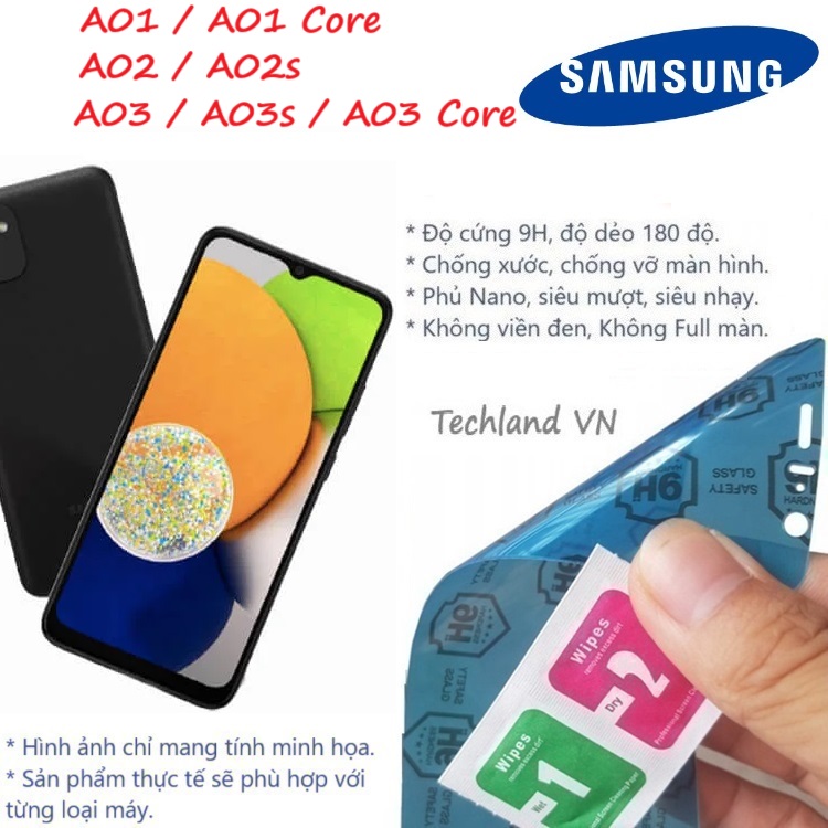 Cường Lực Phủ Nano Samsung A01 / A02 / A03 / A01 Core / A03 Core / A02s / A03s - Trong Suốt, Không Full Màn, Không Viền Đen