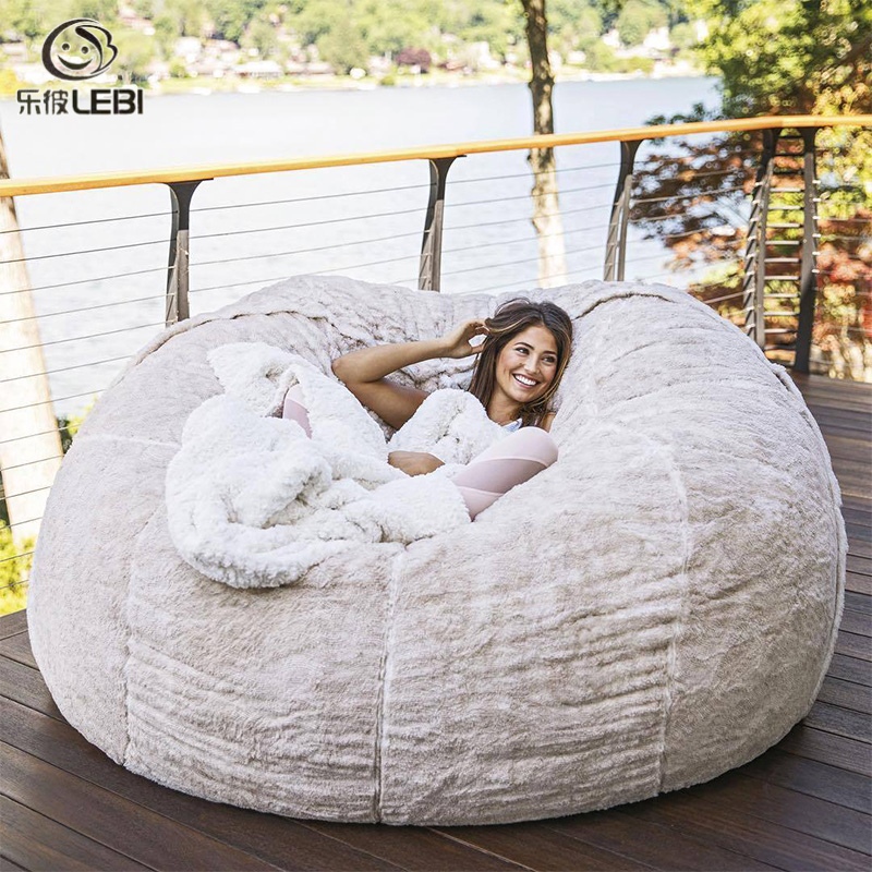 No Stuffing Lazy Sofa Bean Bag Faux Fur Bean Bag Beanie Sofa