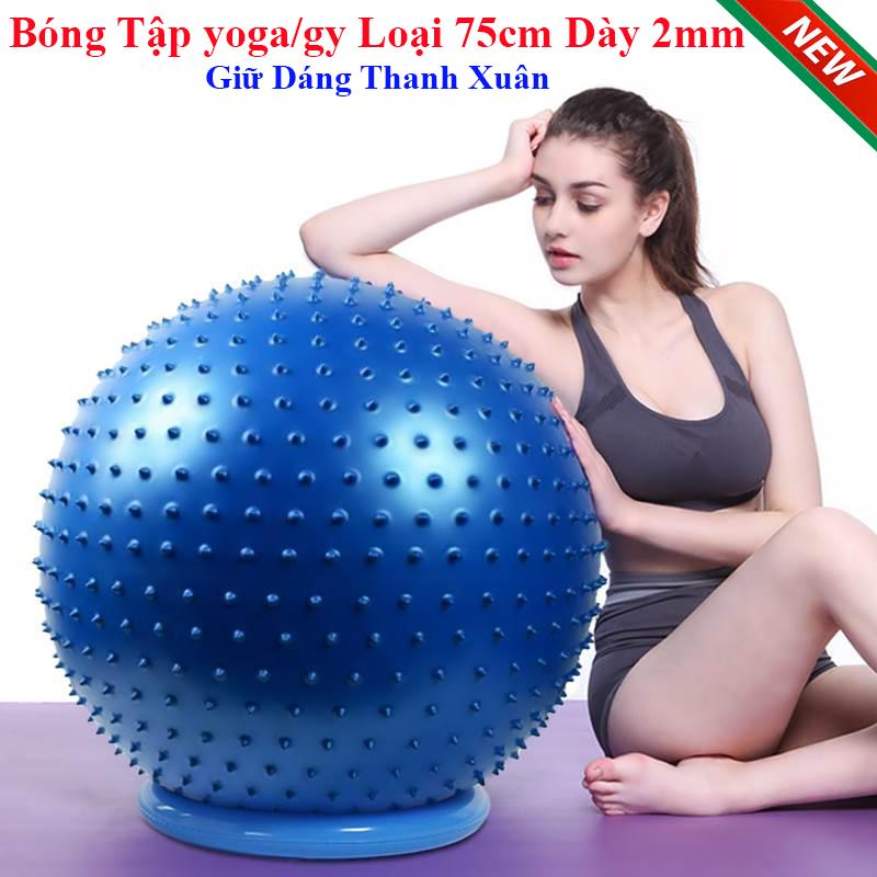 Bóng Tập Thể Hình,Bóng Tập Gym Cao Cấp,Bóng tập yoga, gì,Bóng tập Yoga/Gym loại tốt kích thước 75cm dày 2mm loại có gai chống chống căt chống nổ Tặng bơm bóng và phụ kiện(GIÁ SỐC GIẢM-50%)