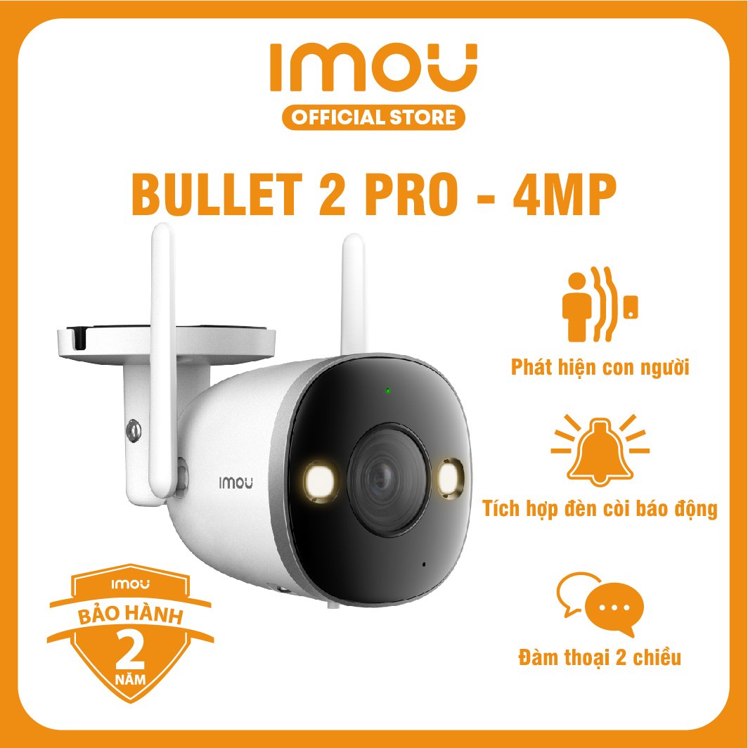 Camera Wifi Imou Bullet 2 pro  F46FEP-D ITích hợp đèn còi báo động I Đàm thoại 2 chiều I Bảo hành 2 năm